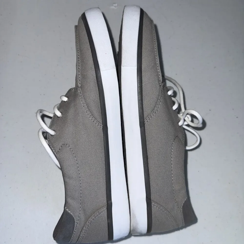 Reef Deckhand 3 Boat Shoes Mens 9 Gray Canvas Lace Up Casual Comfort Sneakers